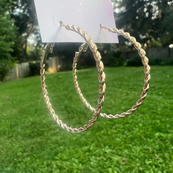 Twisted Gold Hoops 2 inch - Picture 1 of 2